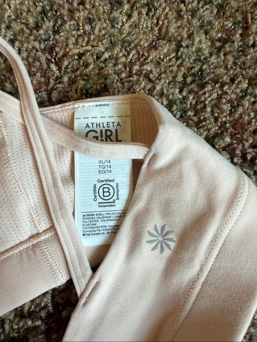Athleta Girl Light Blush Take It Easy Sports Bra XL